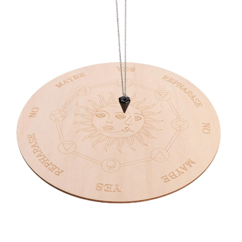 

Star Pendulum Board Dowsing Divination Metaphysical Message Board Wooden Board With A Necklace Durable Easy Install Easy To Use