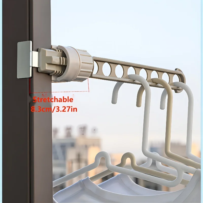 3 Pcs Creative window balcony hanging drying rack stainless steel 8 hanging holes drying rack small portable travel drying rod 6