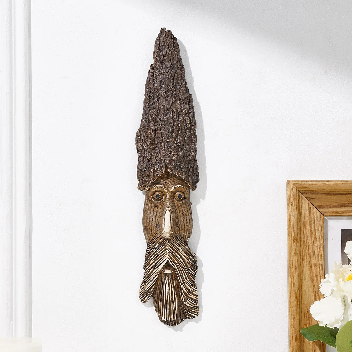 1PC, modern creative bark elf shaped tree trunk decorative pendant, resin material garden decorative handicraft