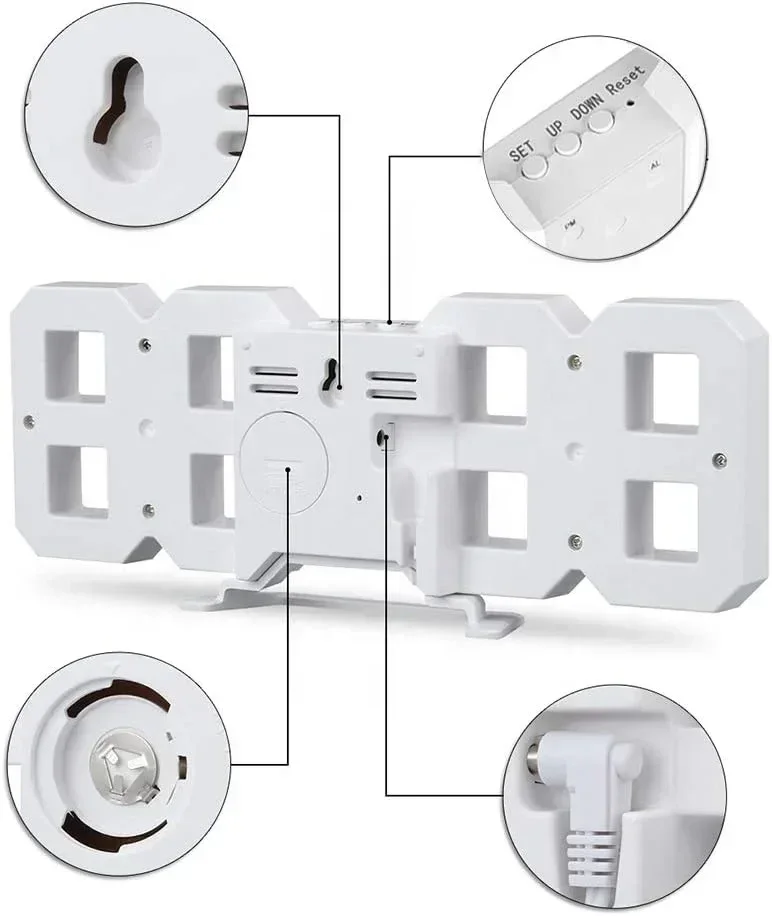 Large 3D LED Digital Clock Multifunctional Creative USB Plug-in Clock Home Decoration Desk Decor Table Alarm Clocks Garden Home 3