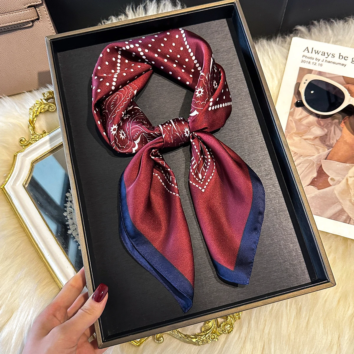 Fashion Print Silk Hairbands Scarf Women 2025 Spring New Elagant Floral Bandana Neck Kerchief Head Bands Foulard Female Scarfs