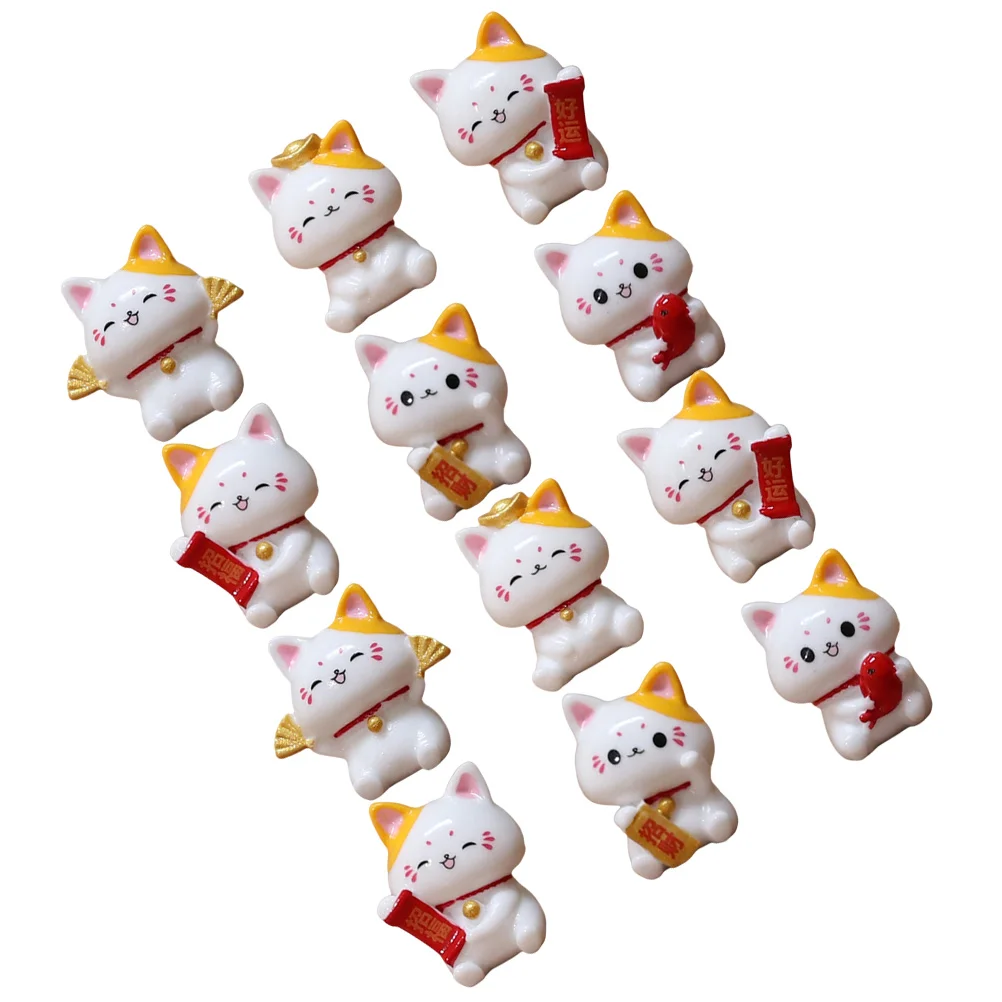 

12 Pcs Kitten Toys Danimals Miniature Lucky Cat Decorations for The Home Modeling Fortune Statue Small Figurines Models