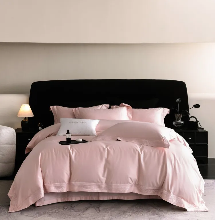 Solid Grey Luxury Hollow Embroidery Cotton Bedding Set 4pcs Ultra Soft Smooth Duvet Cover Bed Sheet Hotel Home Queen King 1