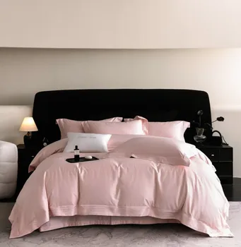 Solid Grey Luxury Hollow Embroidery Cotton Bedding Set 4pcs Ultra Soft Smooth Duvet Cover Bed Sheet Hotel Home Queen King 1