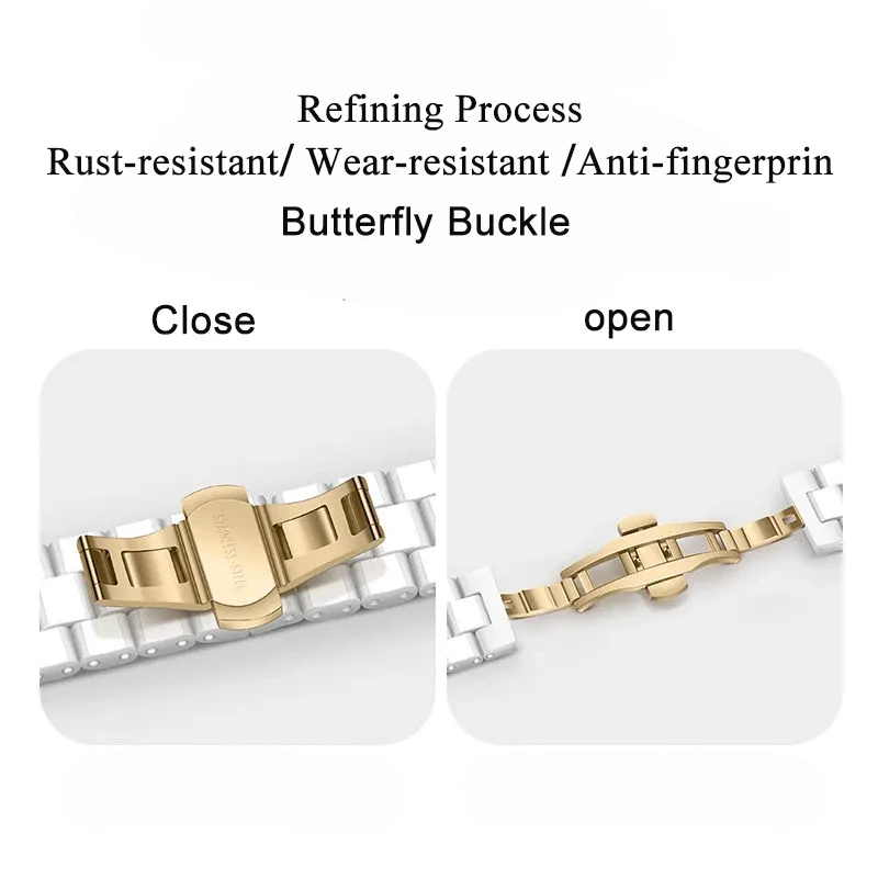 20mm  Ceramic Strap For Huawei Watch GT 3 Pro 43m,White Ceramic Watchband For Huawei Watch GT3 42mm / GT2 42mmWristband