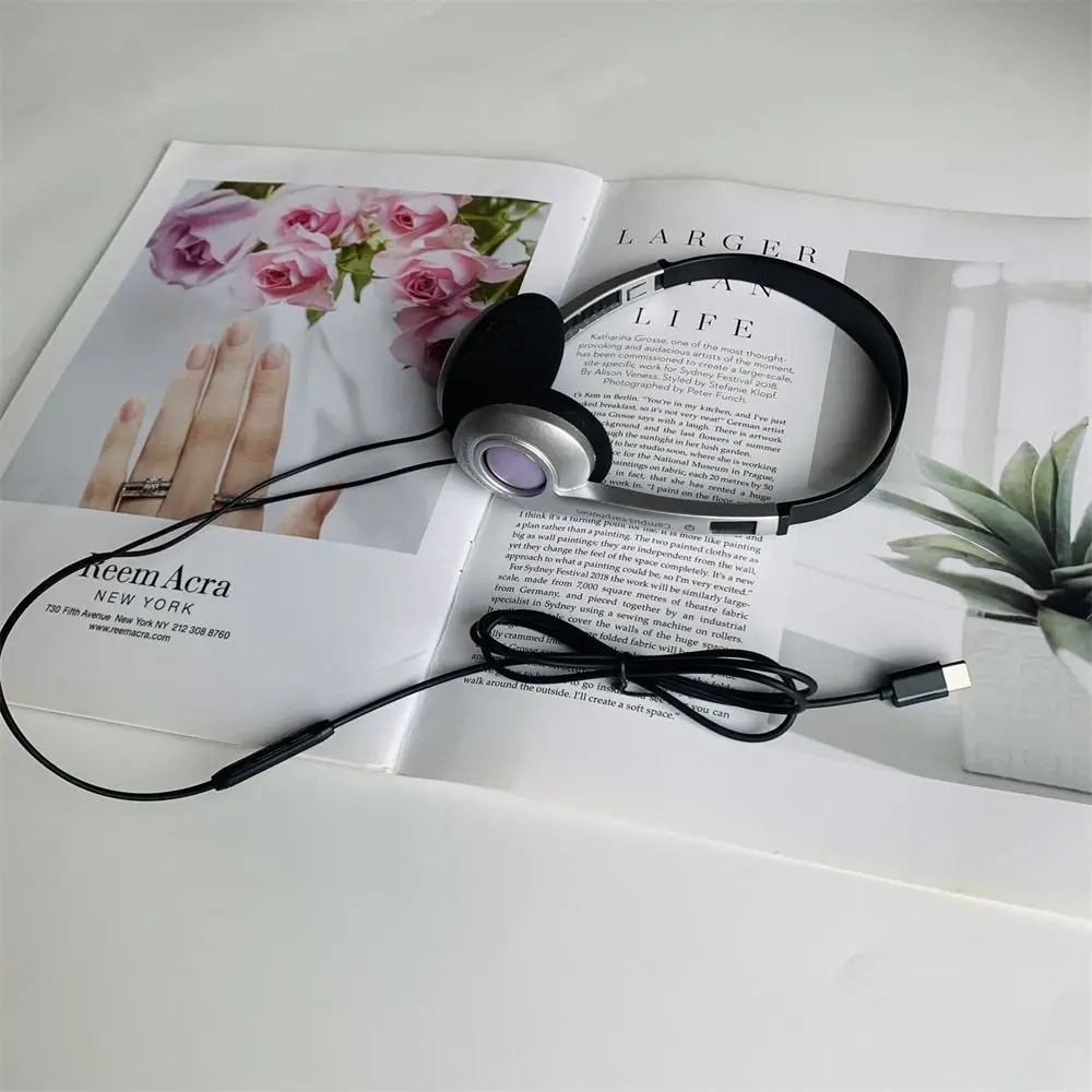 ريترو كلاسيكي Y2K السلكية سماعة ، CD موضة ، فوق ال...