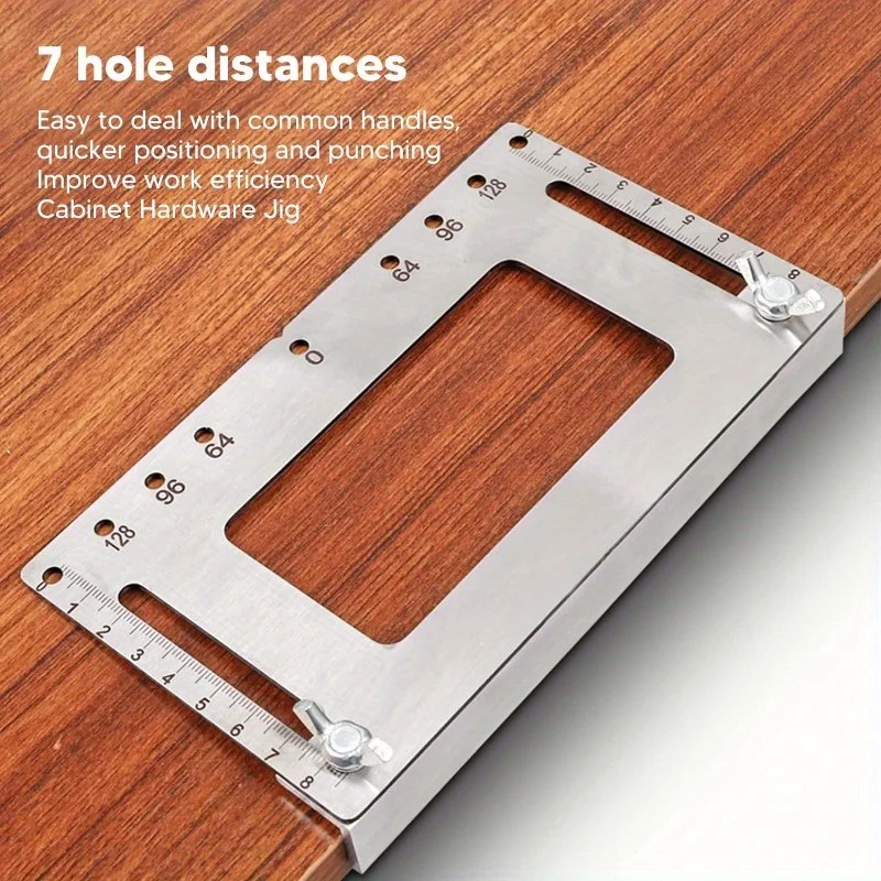 Hole Punch Locator, Stainless Steel Silver Handle Punching Positioner Accurate Scale for Woodworking