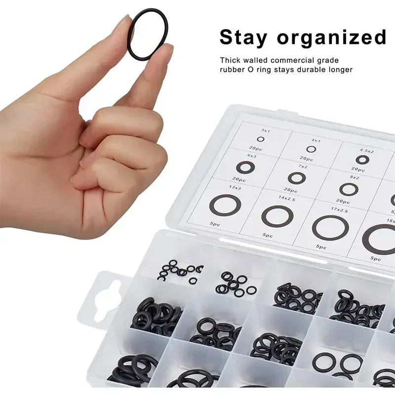 225PCS Gomma O Ring Resistenza all'olio O-Ring Rondella Guarnizione