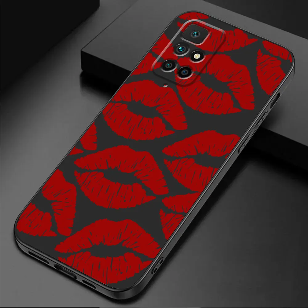 Sultry Lips Silicone Case - Sexy Girl Red & Black Design