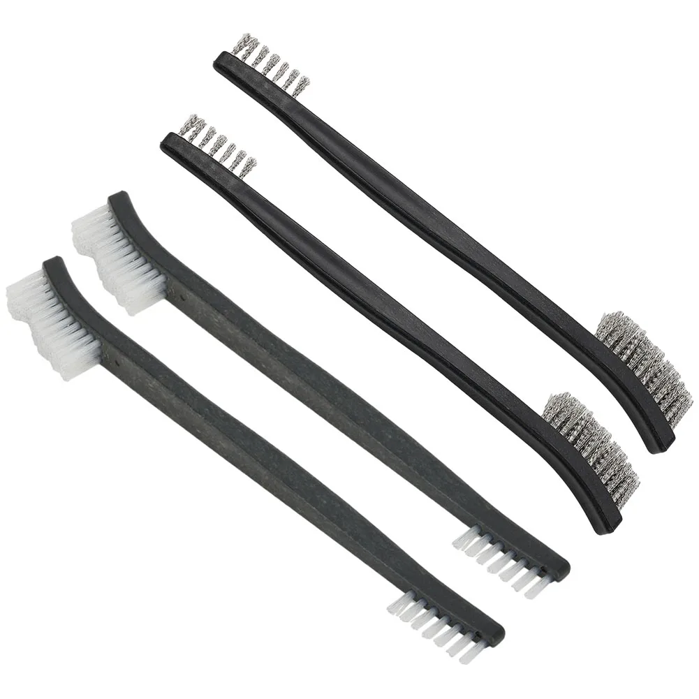 

4 Pcs Double-end Mini Steel Nylon Wire Brush Cleaning Polishing Metal Rust Tool Rust Removal Brush Cleaning Brush