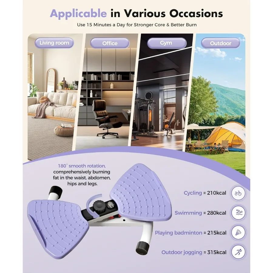 Waist Twister Machine Exercise Fitness Tool, Ab Twister Board with the Smart LED Digital Monitor, 300lbS Capacity & 20dB Ultra-Q