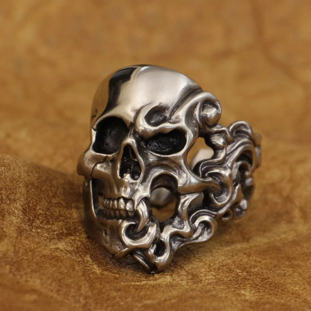 

Fire Skull Cupronickel Ring Biker Rock Punk Jewelry CP282 US Size 7~15