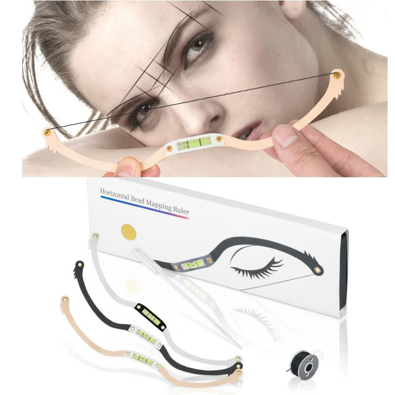 Microblading Permanent Makeup Bow & Arrow Line Ruler Measuring Eyebrow Mapping Rope Pre Inked Thread Tattoo PMU Positioning Bow microscope micrometer calibration ruler transparent film pet round shaped particle diameter measuring tape line coordinate shape