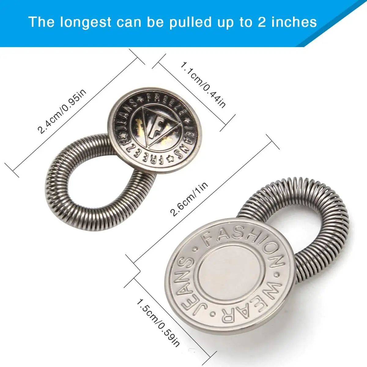 2/5Pcs Flexible Pants Waist Extender Button Pants Jeans Adjustable Retractable Elastic Spring Buttons Waist Extenders Set 2