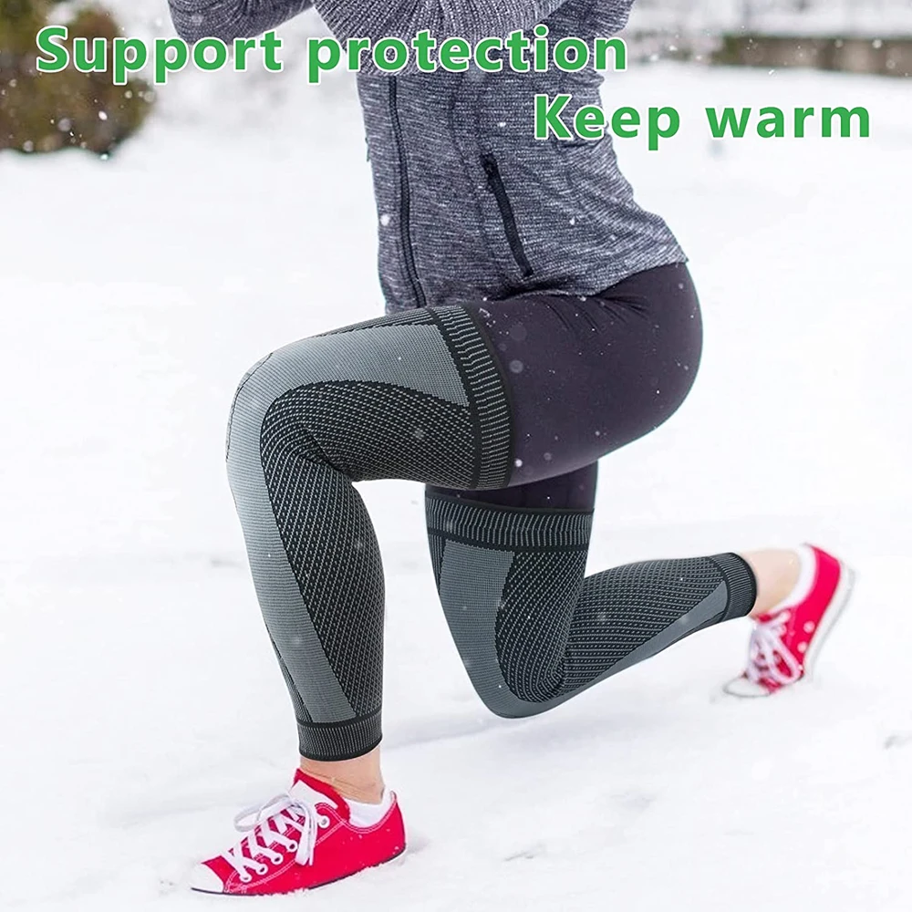 Compression Knee Brace Fashion Anti-slip Elasticity Long Knee Protector Leg Sleeve Calf Knee Support Full Leg Warm Sport Kneepads