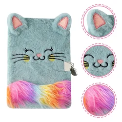 Diary Plush Kids Cat Secret Notepad Girls Journal Writing Lock Drawing Notebook Cartoon Fluffy Animal Book Girl Children Planner