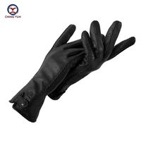 New Women's Gloves Genuine Leather Winter Warm Fluff Woman Soft Female Rabbit Fur Lining Riveted Clasp High-quality Mittens