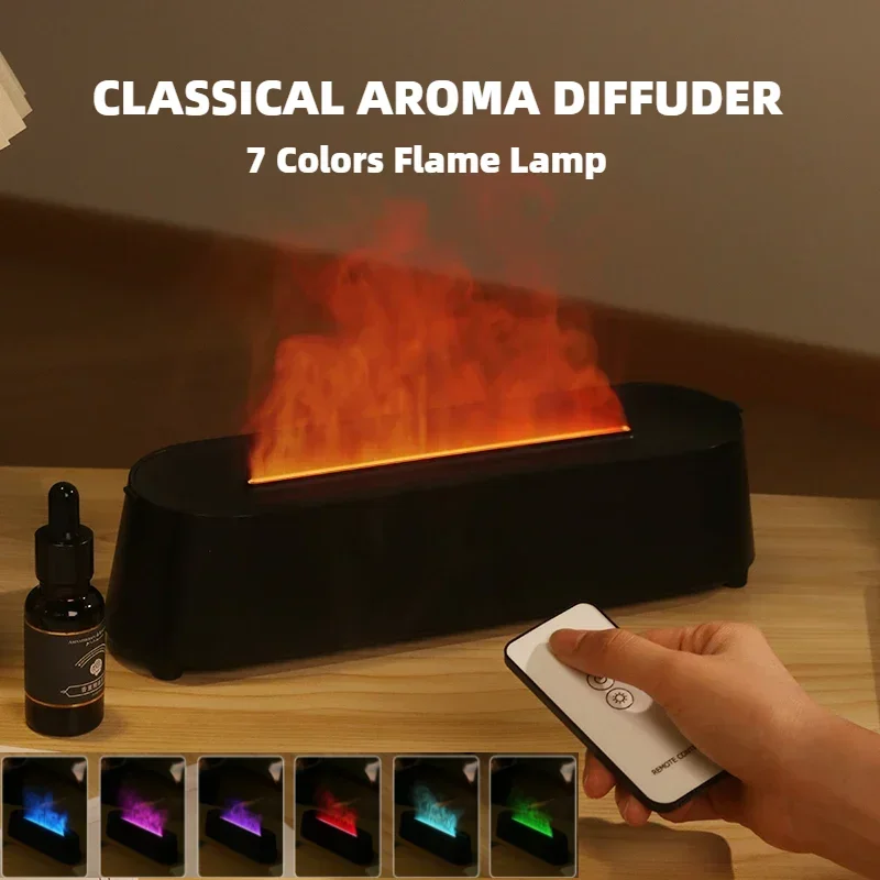 New Flame Ultrasonic Air Diffuser with Remote Control Cool Mist Maker 3D Simulation Air Humidifiers Aroma Essential Oil Diffuser 1