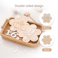 Wooden Baby Flower Shape Milestone Card Monthly Memorial Card Newborn Birthday Photography Accessories For Baby Birth Gift 3