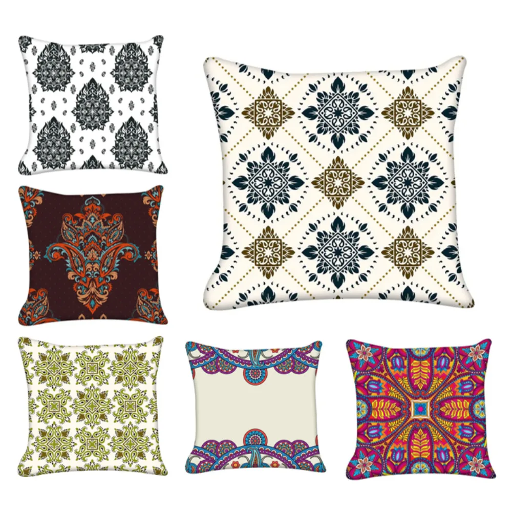 

Mandala Bohemia Pillow Cover Ethnic Colorful Cushion Cover Striped Geometry Pillowcase Luxury Bedroom Sofa Bed Home Decor B0028