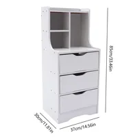 3 Drawers Night Stand with Open Shelf, Nightstand with Drawers, Vertical Bedside Cabinet, Bedside Cabinet Table for Bedr 2
