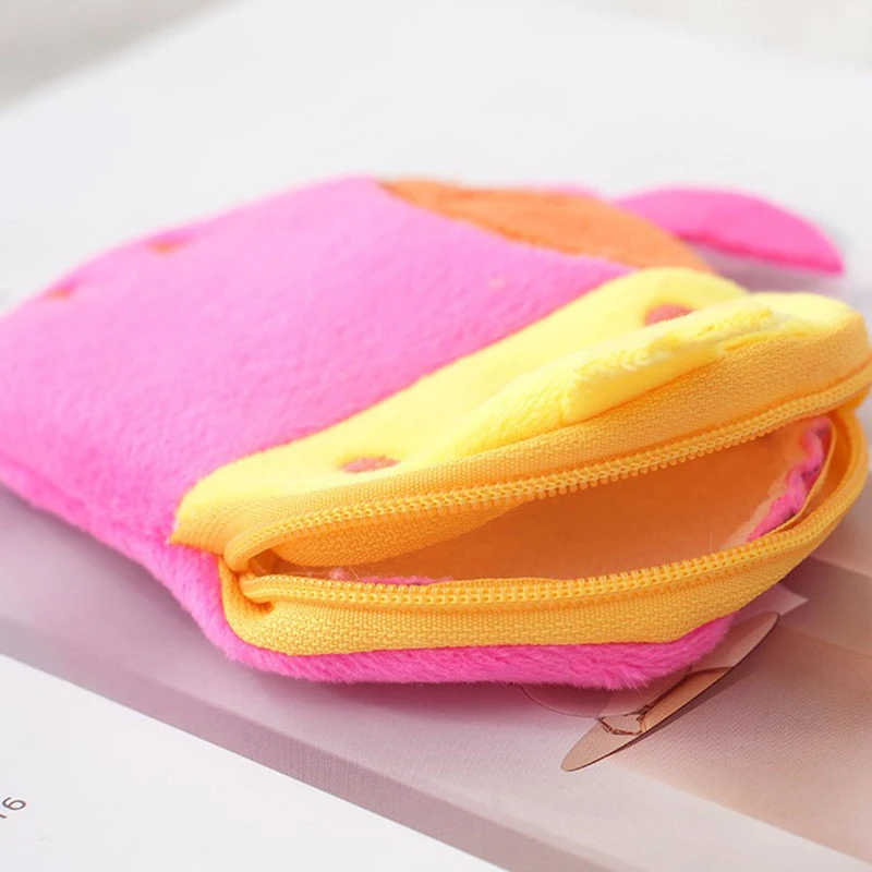 Children's Plush Zero Wallet Pendant Wallet Bags Cartoon Parrot Small Bag Earphones Data Cable Storage Bag Accessories