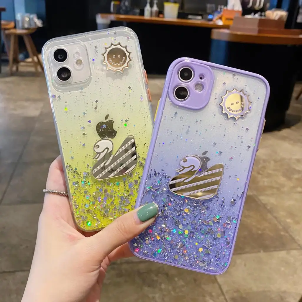 

Блестящий чехол для Samsung Galaxy S23 S22Ultra A54 A34 A24 A14 A73 M32 F22 A42 A04, мягкий прозрачный чехол из ТПУ с блестками и градиентными блестками