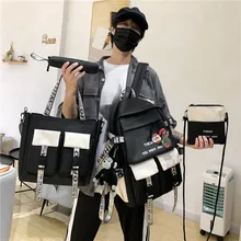  4 In 1 Pcs Set Men Backpack Multifunctional Canvas School Bag For Teenager Boys Girls Large Capacity Student Travel Bagpack 2022 