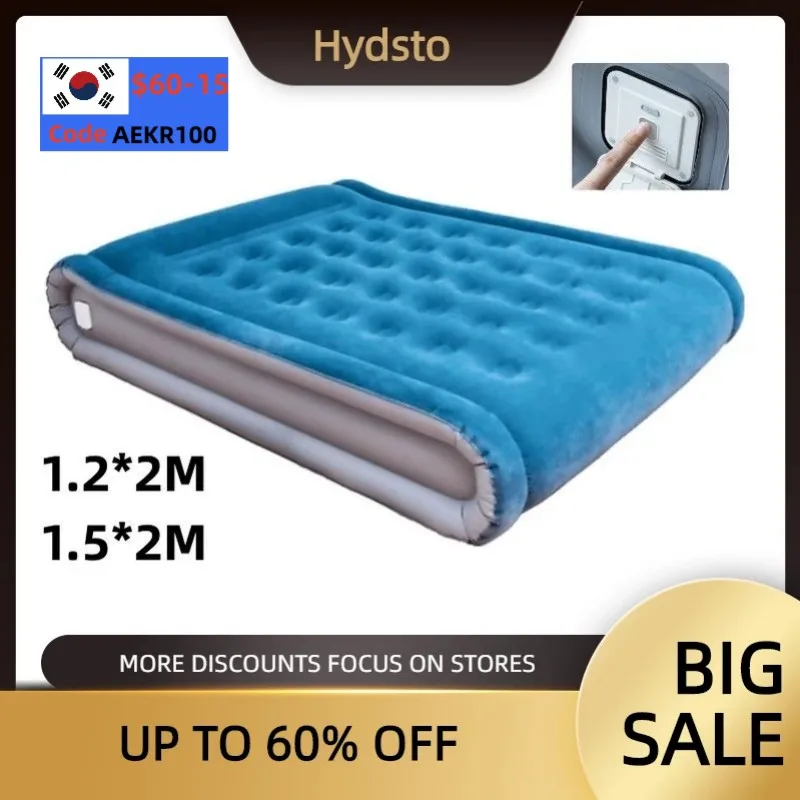 Hydsto Inflatable Car Bed Camping Air Mattress with Built in Pump Automatic Electric Inflate for