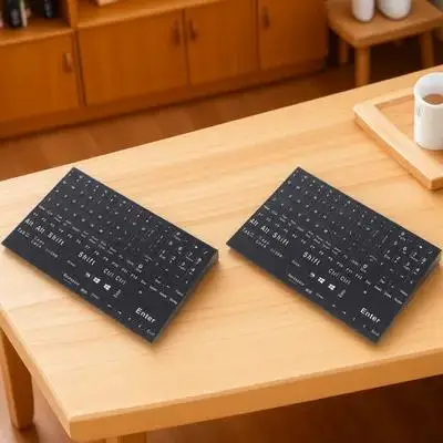 2 Sheets Computer Laptop Keyboard Stickers Clear Letters Wear-Resistant PVC Material Full Keys Design Easy to Apply Remove