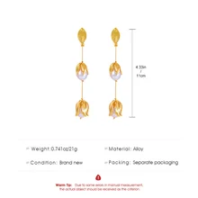  Vintage Baroque Pearl Flowers Dangle Earrings For Women Fashion Aesthetic Hypoallergenicity Tassel Stud Earrings Jewelry 