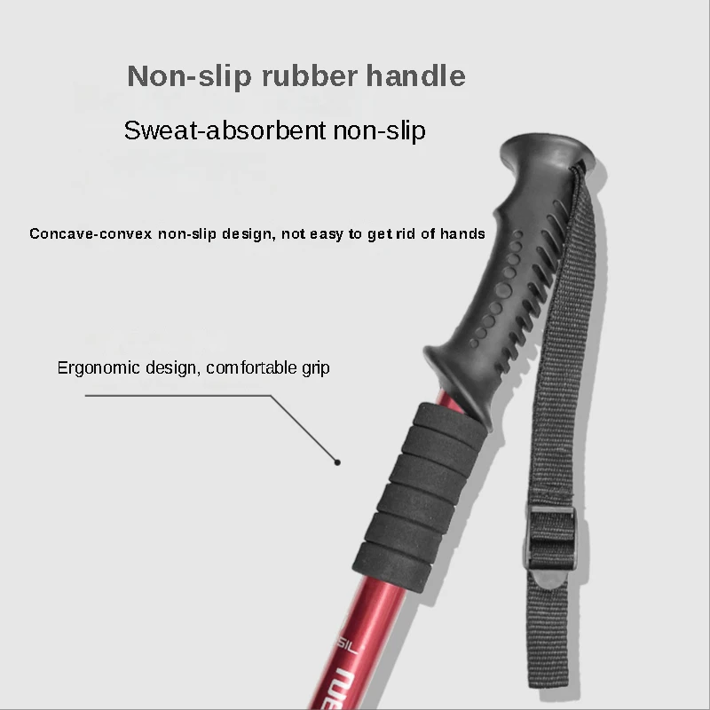 Adjustable Ultralight Trekking Poles Aluminium Alloy Walking Stick Trail Running Hiking Alpenstock Folding 135cm For Tourism 4