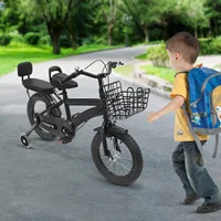 Vélo pour enfants de 14 pouces pour enfants de 3 à 7 ans, avec roue d'entraînement et panier réglables en hauteur, noir/blanc/violet/rose 2