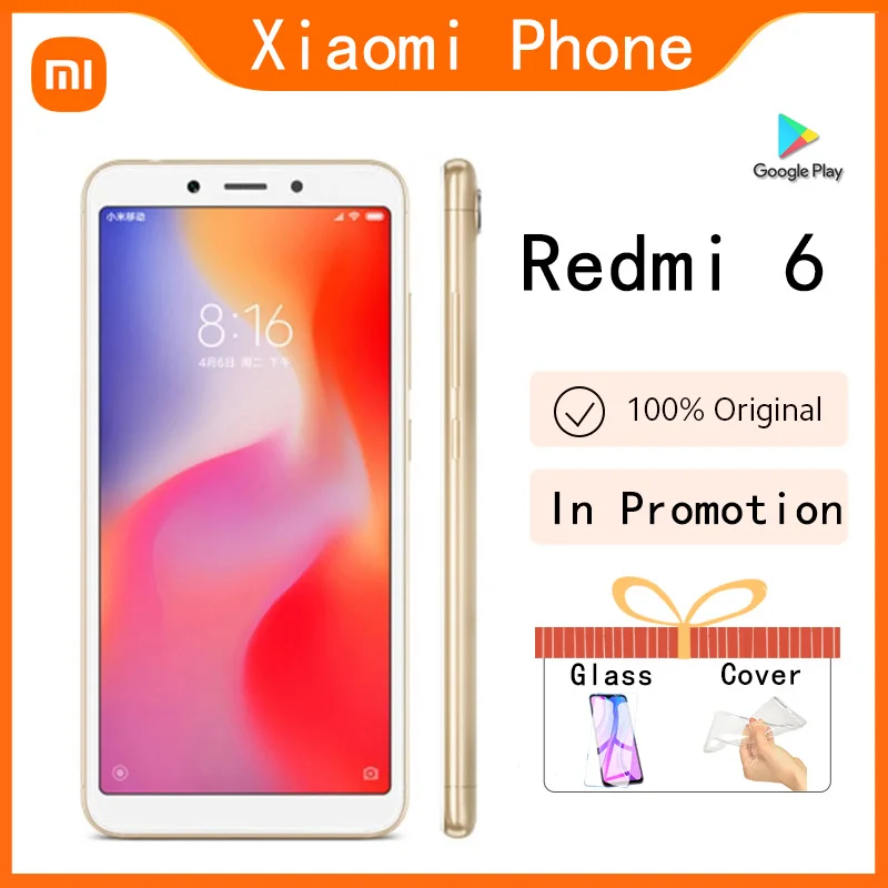 Xiaomi Redmi 6 celular 4GB 64GB googleplay smartphone in stock big promotion Android cellphone Global ROM version |