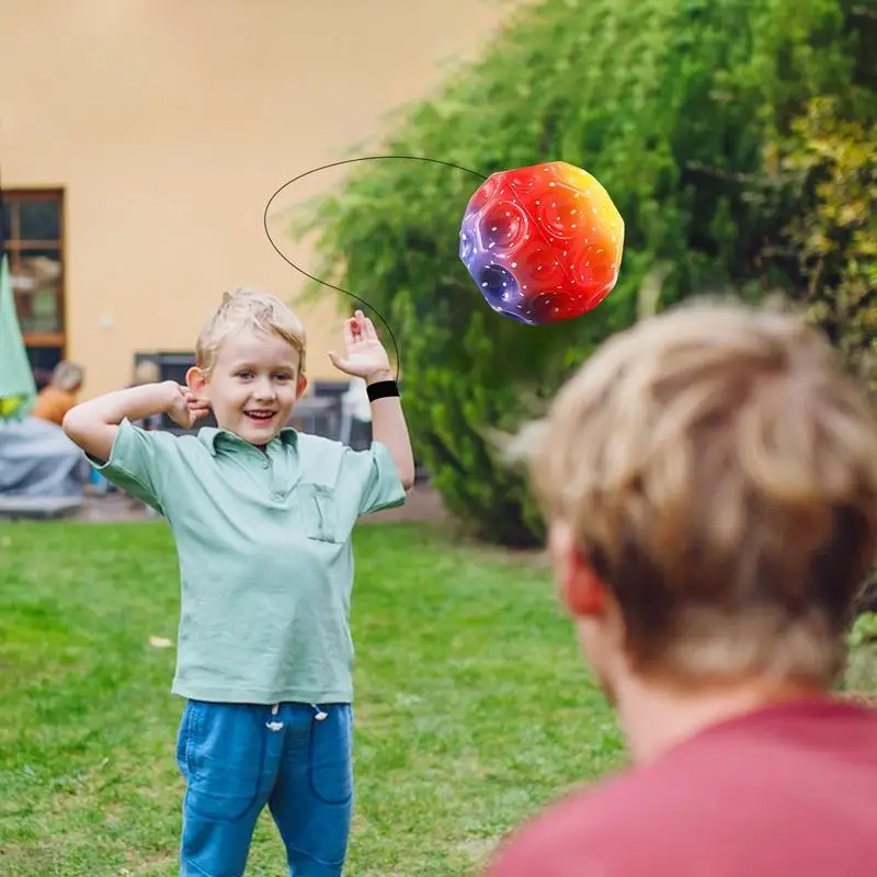 Throw and Catch Ball Set Outdoor Sports Rebound Balls with Wristband Exercises Hand Throw Back Ball Wrist String Bounce Ball Elastic Rubber Hand