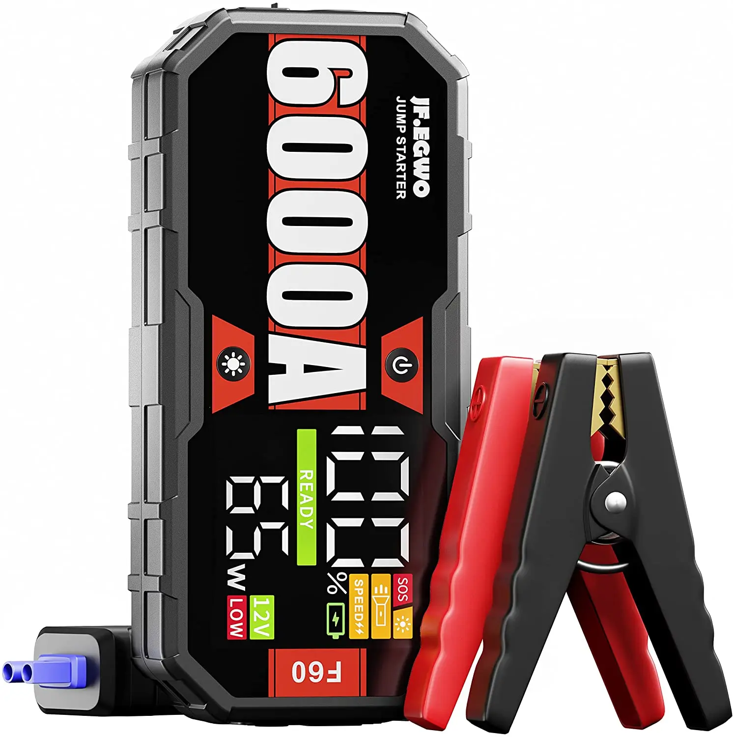 FLYLINKTECH Autoaccustarthulp, 6000 A tip, 26800 mAh starthulp accupack (voor alle gas- of tot 12 l diesel), 12 V starthulp met PD45W snel opladen en ledlicht FLYLINKTECH Autoaccustarthulp, 6000 A tip, 26800 mAh starthulp accupack (voor alle gas- of tot 12 l diesel), 12 V starthulp met PD45W snel opladen en ledlicht