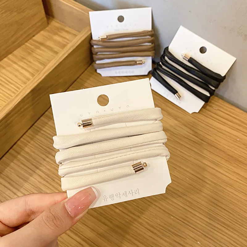 New Women Long Leather Ponytail Hold Hair Tie ободок для волос Headband Hair bands For Girls Hair Accessories gumki do wlosow