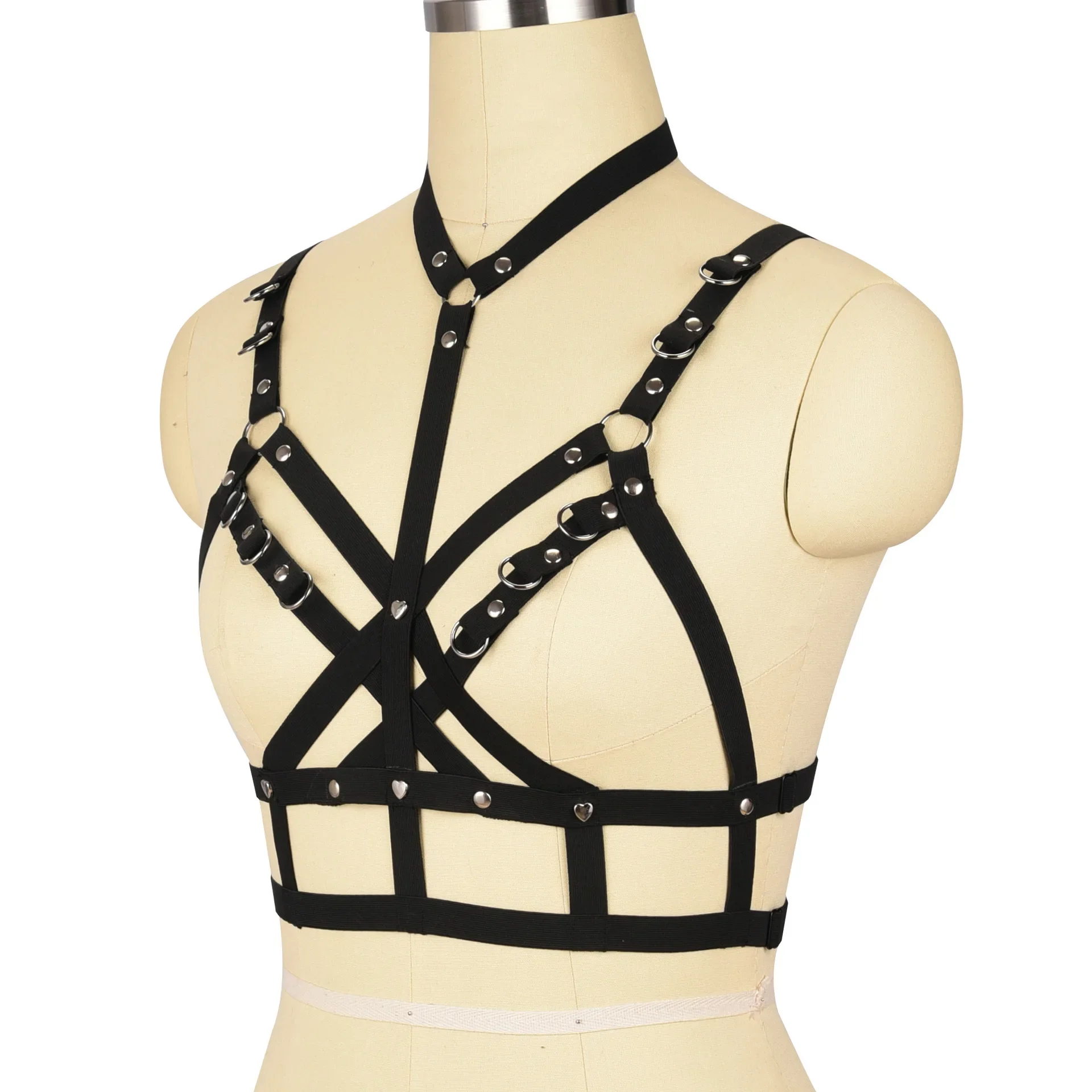 Bamboo like Clothing Elastic Bondage Gothic Style Neck to Waist Buckle Sexy Themed Underwear with Rivets O0387 Sexy Lingerie