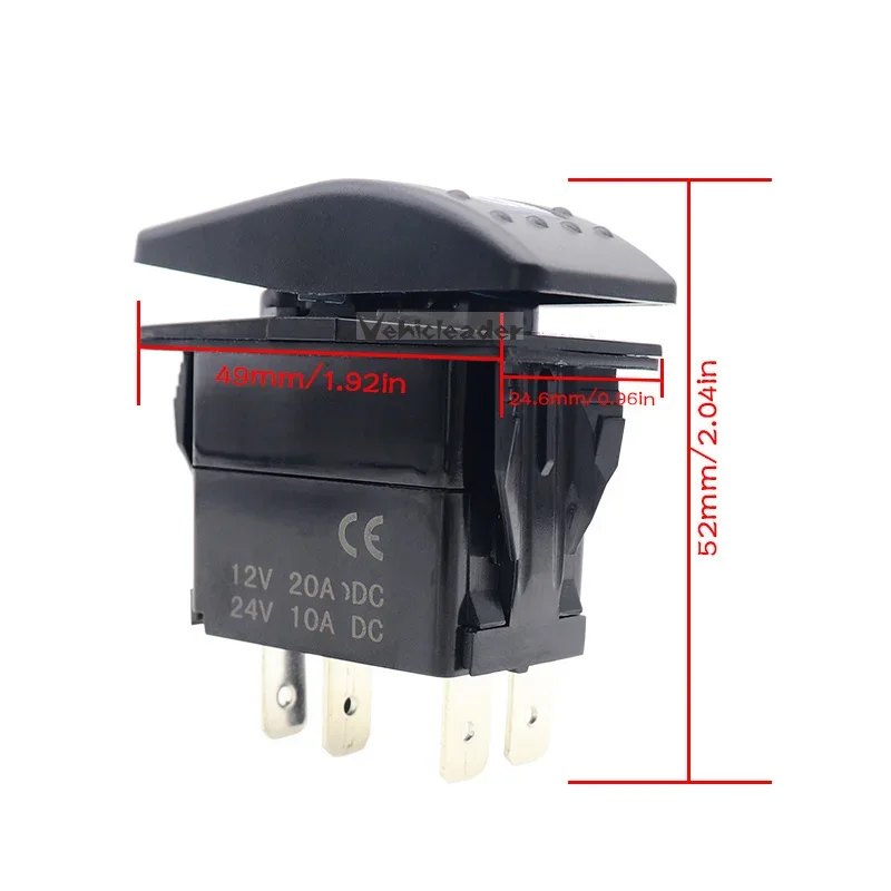 Waterproof Dual Blue LED Rocker Switch for Vehicle and Marine Use
