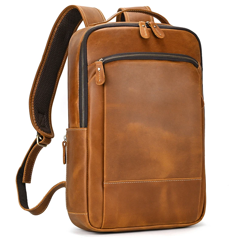Womens Rustic Brown Leather Backpack Mens Purse