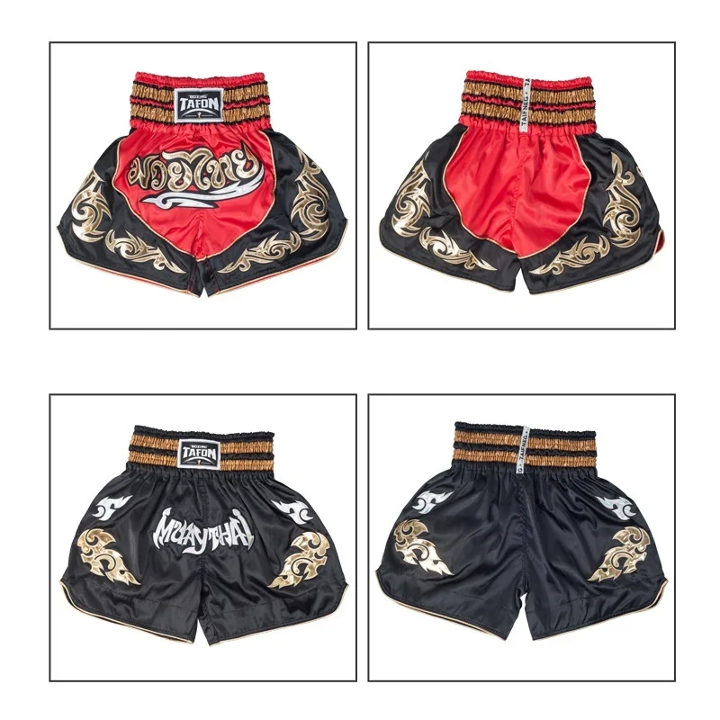 Professional Boxing Trunks Mens Womens Embroidery MMA Shorts Combat Kickboxing Training Trunks Kids Boys Girls Muay Thai Pants