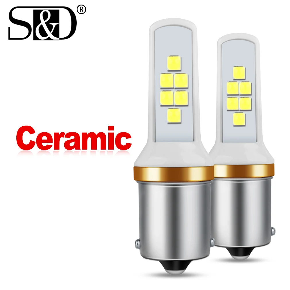2Pcs Ceramic P21/5W P21W Led 1157 High Bright Car Light BAY15D 1156 BA15S BAU15S PY21W Bulbs Auto Reverse Lamp White DRL 12V |