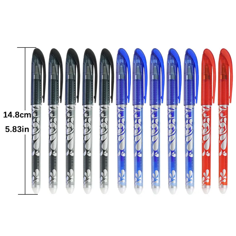 75pcs Erasable Pen Mix Set Classic Patterned Pen Friction Vanishing Magic Gel Pen Black/red/Blue and Eraser School Stationery