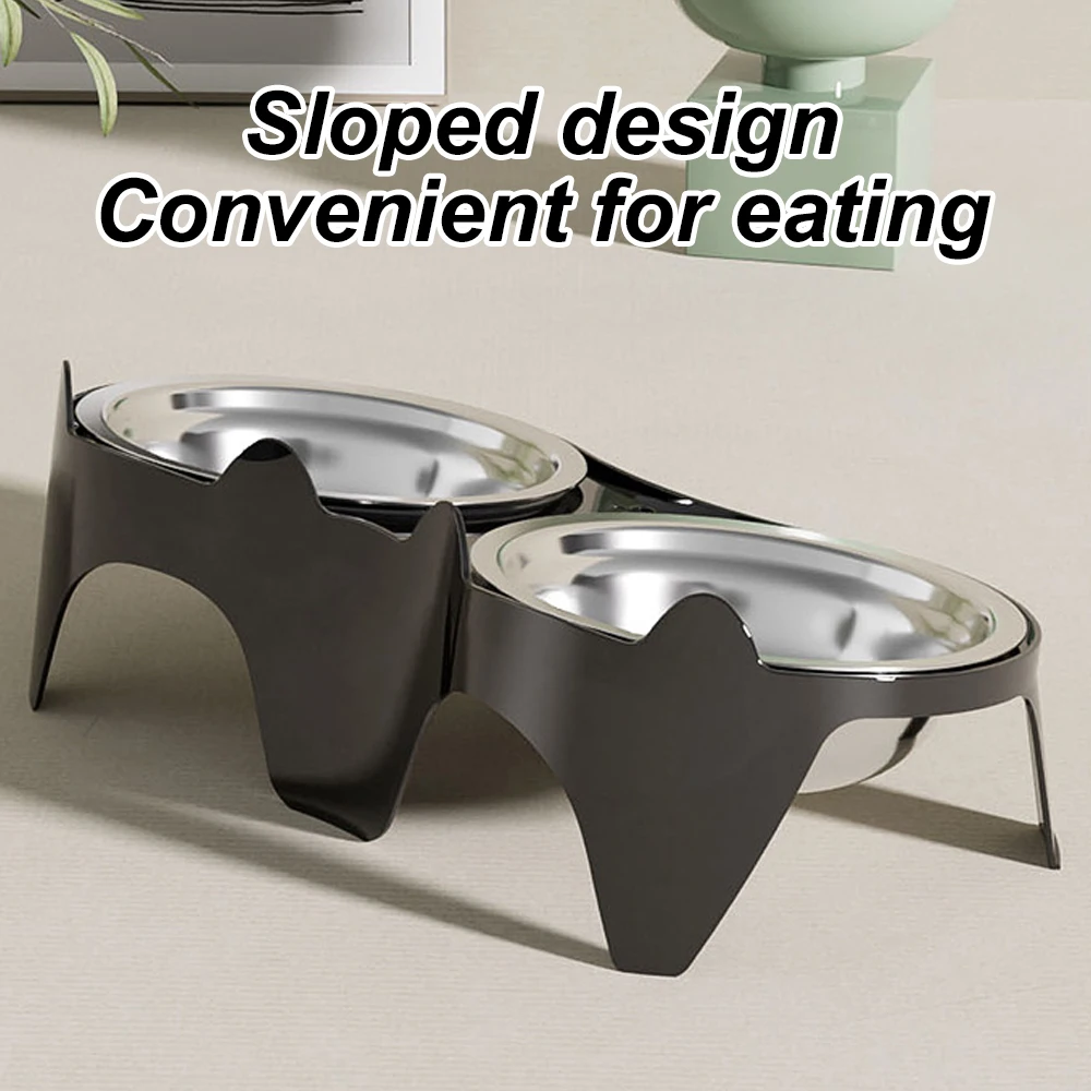 1 Stück Edelstahl-Futter- und Wassernapf für Katzen mit Kippschutz, großem Fassungsvermögen und praktischem Design für die Fütterung von Hunden und Katzen_voghion.com