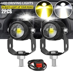 Motorcycle LED Headlamp Car Headlight Bulbs Auto Spotlights Lamp Projector Lens Dual Color Spot Fog Work Auxiliary Light 70W