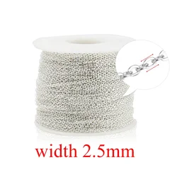 Stainless Steel Rose Gold & Silver Necklace Chain - 2m for DIY Jewelry Making & Wholesale (Silver 2.5mm)