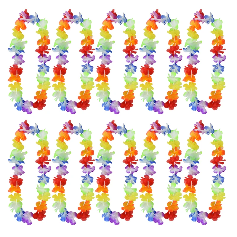 10/20pcs Hawaiian Artificial Flower Wreath Necklace Summer Beach Birthday Party Decoration Luau Tropical Wedding Favors Garland