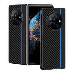 Luxury Carbon Fiber Case with Kevlar Pattern - Anti - Knock Business Cover for Phantom V Fold (Blue)