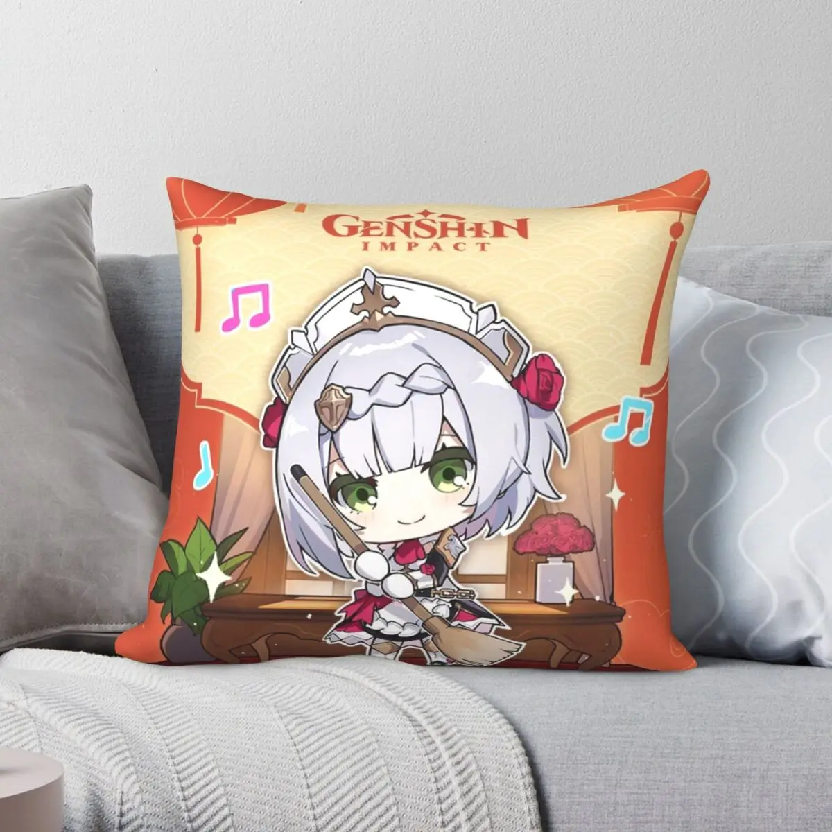 

Noelle Genshin Impact Pillowcase Polyester Linen Velvet Creative Zip Decor Pillow Case Home Cushion Cover