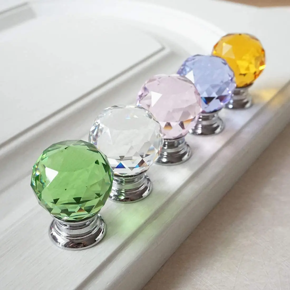 Crystal Glass Colorful Door Knobs Kitchen Drawer Handles